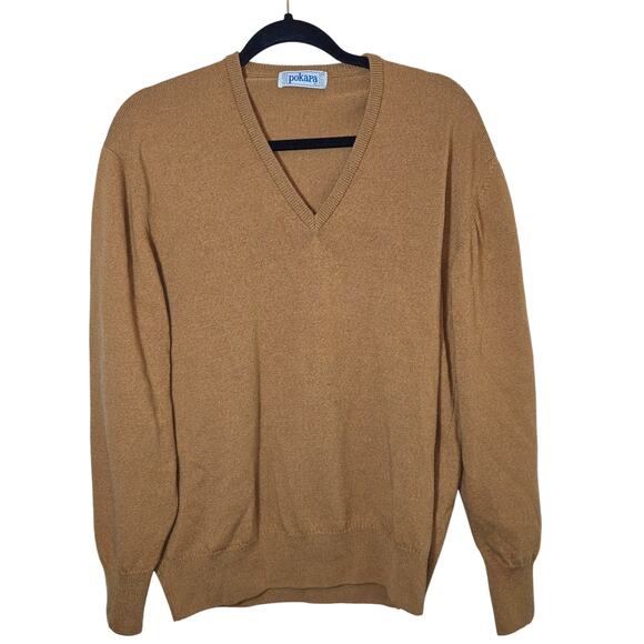 Vintage 100% Wool V-Neck Sweater Men’s Size XL Camel Tan Pullover Made in Spain - Picture 1 of 9